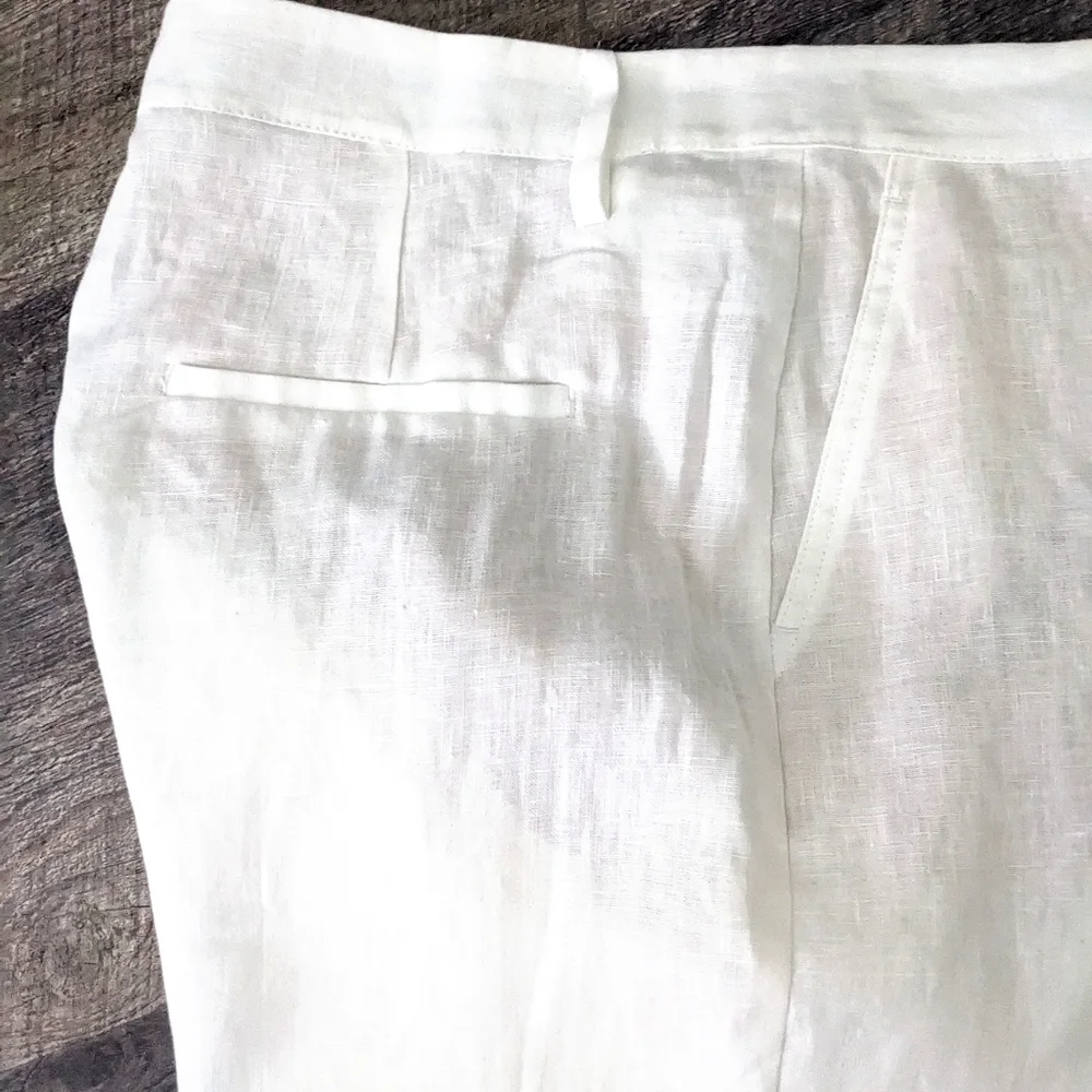 NWT Mango White Linen Straight Leg High Waist Cargo Pants Size 14 - Picture 7 of 14